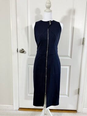 New York & Company Navy Sleeveless Career Sheath Dress